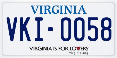 VA license plate VKI0058