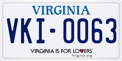 VA license plate VKI0063