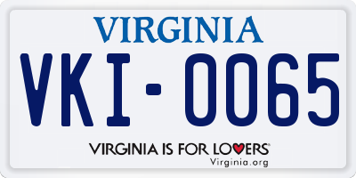 VA license plate VKI0065
