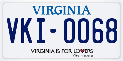VA license plate VKI0068