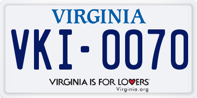 VA license plate VKI0070