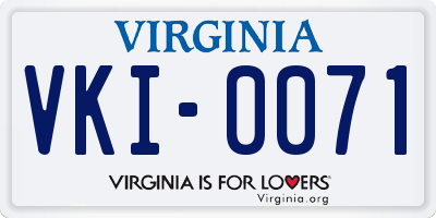 VA license plate VKI0071