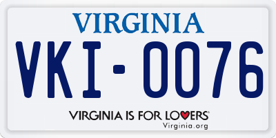 VA license plate VKI0076