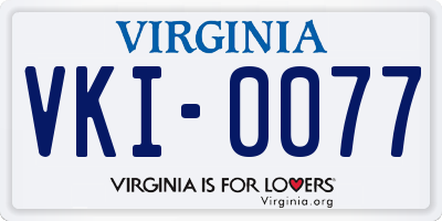 VA license plate VKI0077