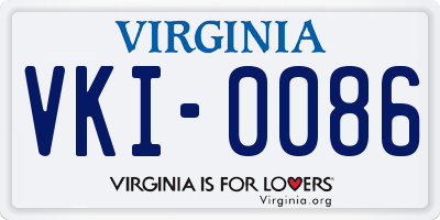 VA license plate VKI0086