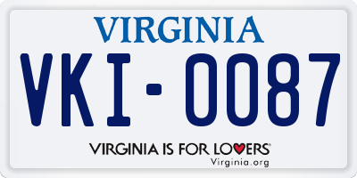 VA license plate VKI0087