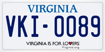 VA license plate VKI0089