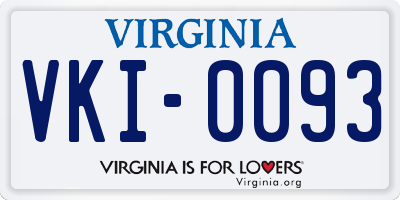 VA license plate VKI0093