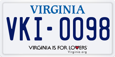 VA license plate VKI0098