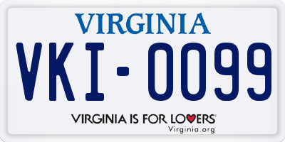 VA license plate VKI0099