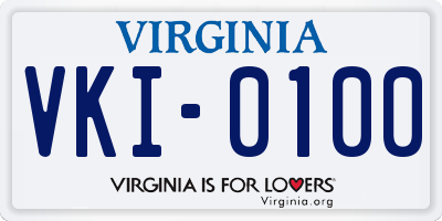 VA license plate VKI0100