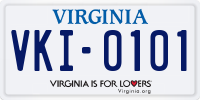 VA license plate VKI0101
