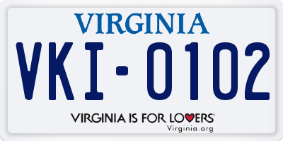 VA license plate VKI0102