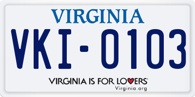 VA license plate VKI0103