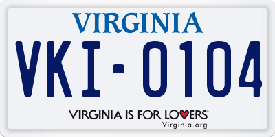 VA license plate VKI0104