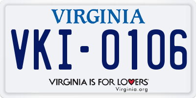 VA license plate VKI0106