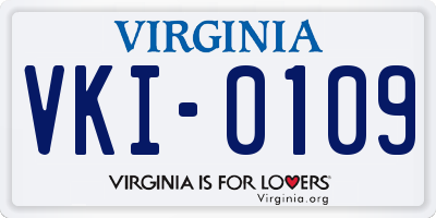 VA license plate VKI0109