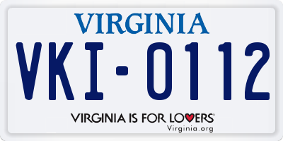 VA license plate VKI0112