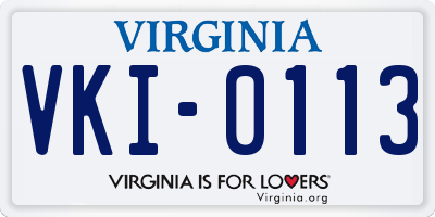 VA license plate VKI0113