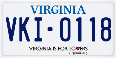 VA license plate VKI0118