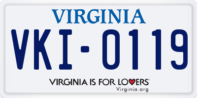 VA license plate VKI0119