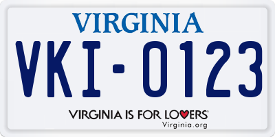 VA license plate VKI0123
