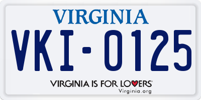 VA license plate VKI0125