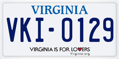 VA license plate VKI0129