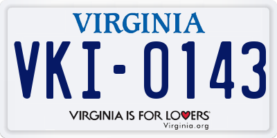 VA license plate VKI0143