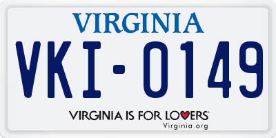 VA license plate VKI0149