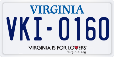 VA license plate VKI0160