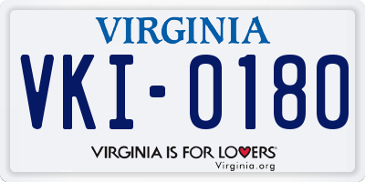 VA license plate VKI0180