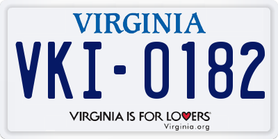 VA license plate VKI0182