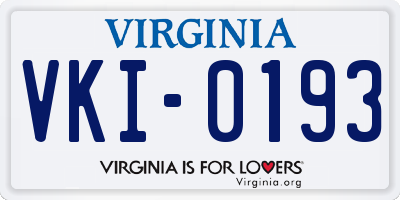 VA license plate VKI0193