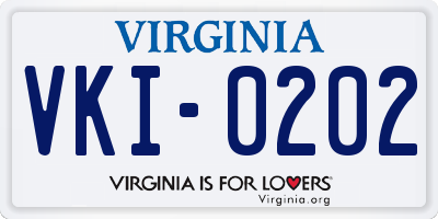 VA license plate VKI0202
