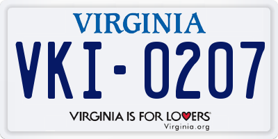 VA license plate VKI0207