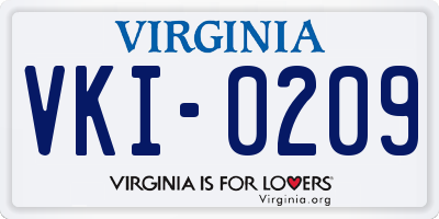 VA license plate VKI0209