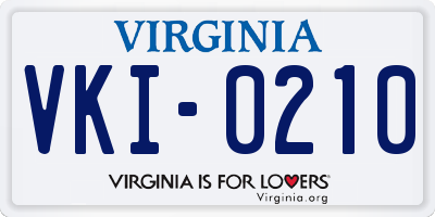 VA license plate VKI0210