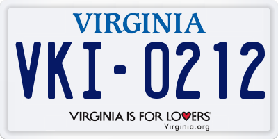 VA license plate VKI0212