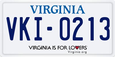 VA license plate VKI0213