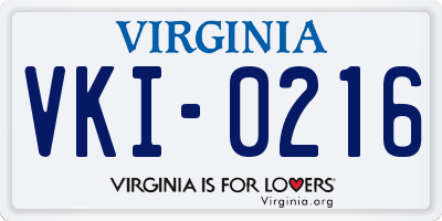VA license plate VKI0216