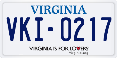 VA license plate VKI0217