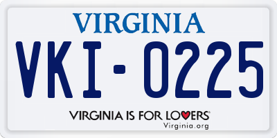 VA license plate VKI0225