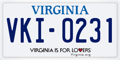 VA license plate VKI0231