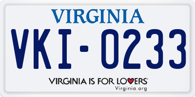 VA license plate VKI0233