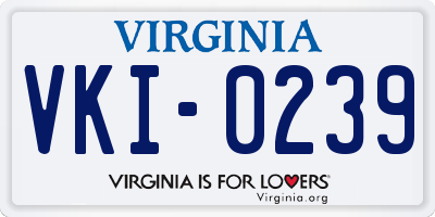VA license plate VKI0239