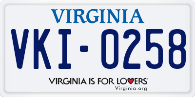 VA license plate VKI0258