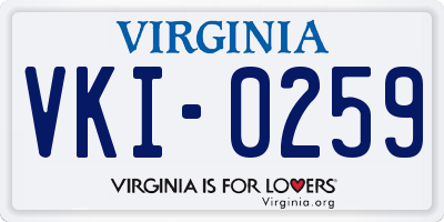 VA license plate VKI0259