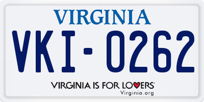 VA license plate VKI0262