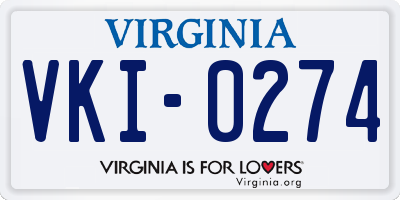 VA license plate VKI0274